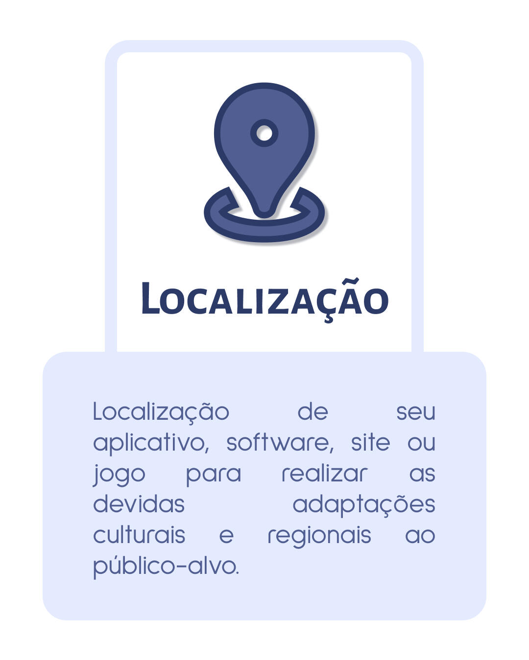 Localização de seu aplicativo, software, site ou jogo para realizar as devidas adaptações culturais e regionais ao público-alvo.